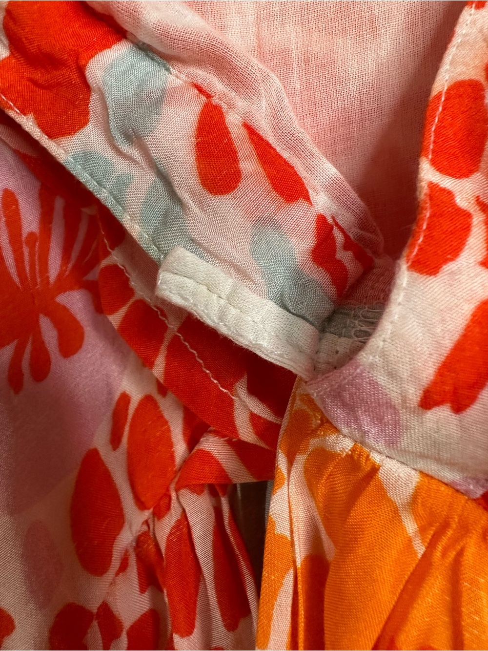 Oliphant Ruffle Maxi Dress Orange Floral Size L Large Vibrant Tropical Resort - Picture 7 of 15